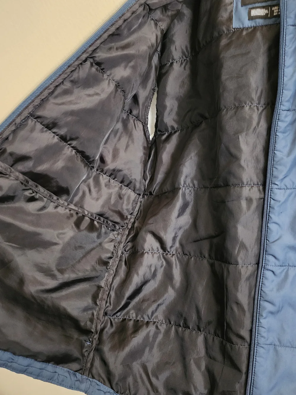 Volcom Men's Quilted Hybrid Hooded Full Zip Jacket Blue Grey Size M